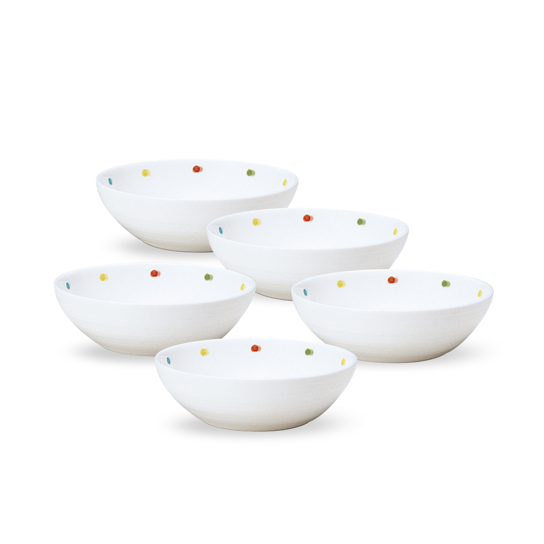 【特別提供品】デイプラス ボウルセット(ドット) 14cm 5点セット 電子レンジ 食洗機対応 (40627-33562)