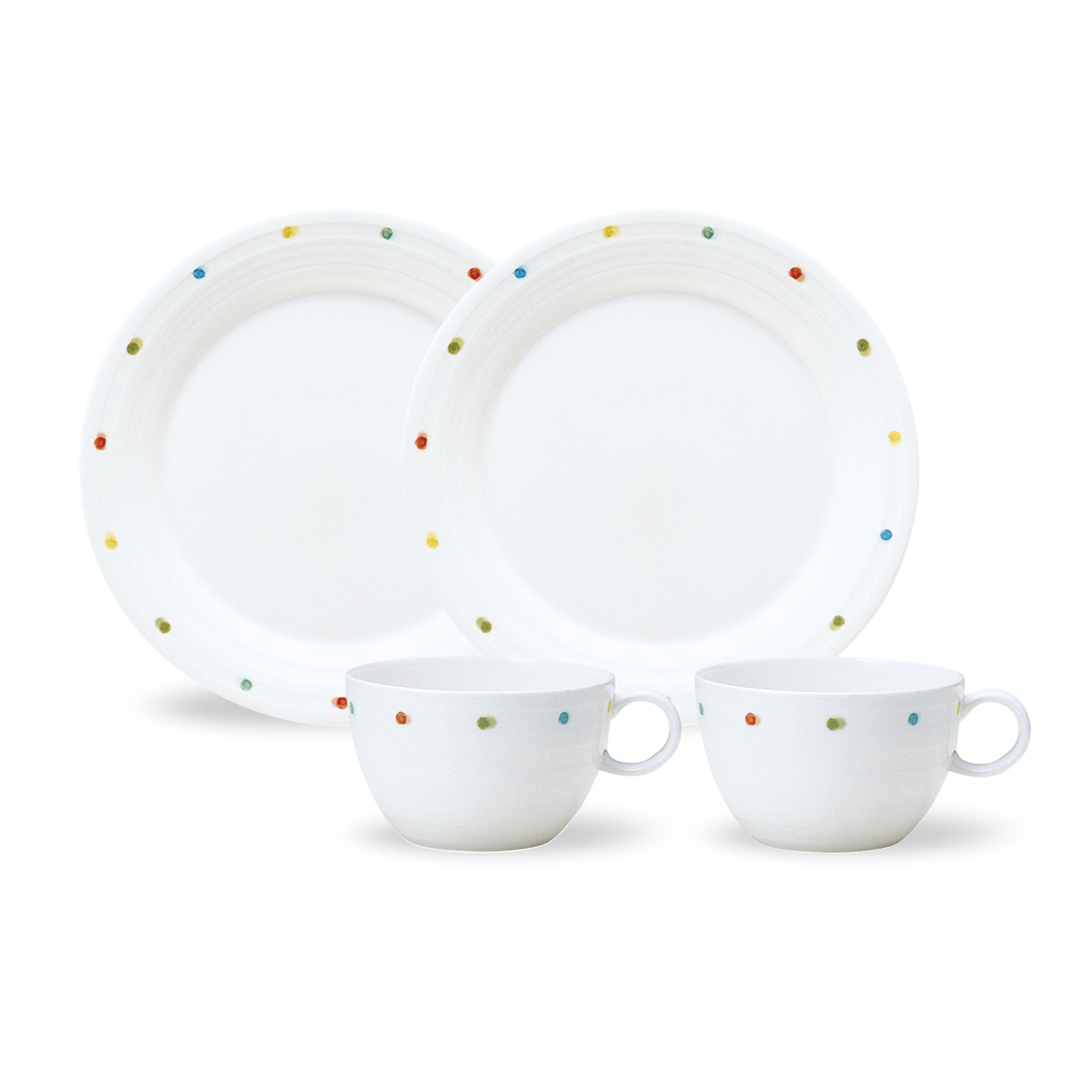 【特別提供品】デイプラス プレート＆スープマグペアセット(ドット) 電子レンジ 食洗機対応 (40627-33563)