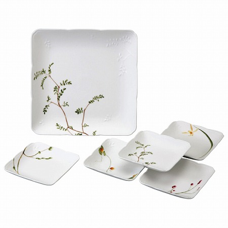 【28％OFF相当】里花暦(さとはなごよみ) スクエアパーティーセット(アソート) 5人用 電子レンジ温め対応 (40912-32925)
