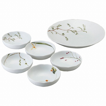 【30％OFF】里花暦(さとはなごよみ) おもてなし揃い(アソート) 5人用 電子レンジ温め対応 (40912-33130)