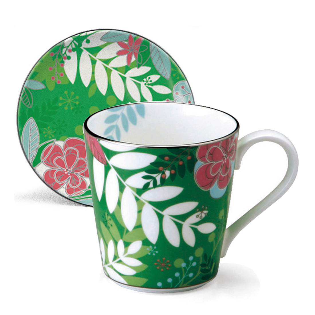 【2026春夏新作】フローラルパラダイス マグカップ＆プレートセット(グリーン) (51071-23444)