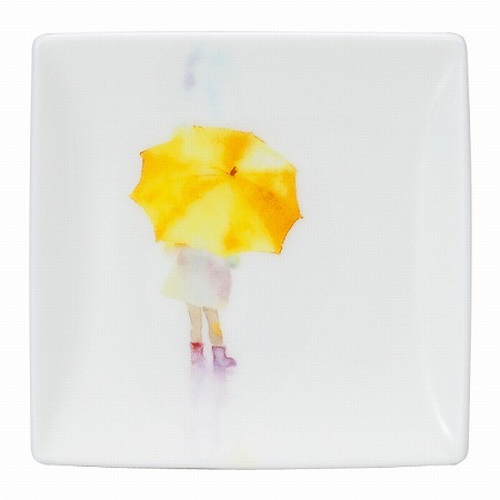 いわさきちひろ プチトレイ(黄色い傘の少女) 8cm 電子レンジ温め 食洗機対応 (52097-5601)