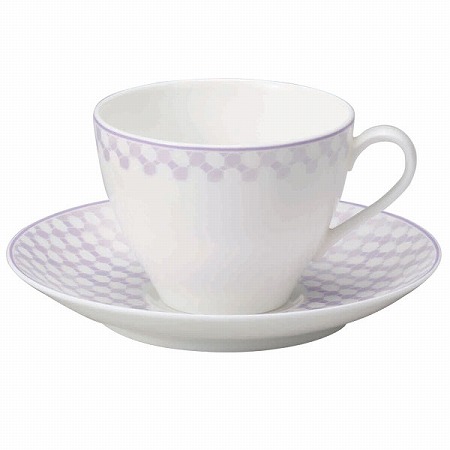 ★【50%OFF】ペタル ティーコーヒー兼用カップ＆ソーサー(パープル) 210cc 電子レンジ温め 食洗機対応 (52249-23268)