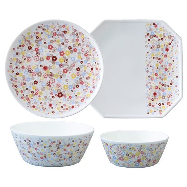 【創業77周年特別企画品】【公式ショップ限定】【50％OFF相当】ポーチュラカ 花柄4点セット 電子レンジ温め 食洗機対応 (52452-23389)