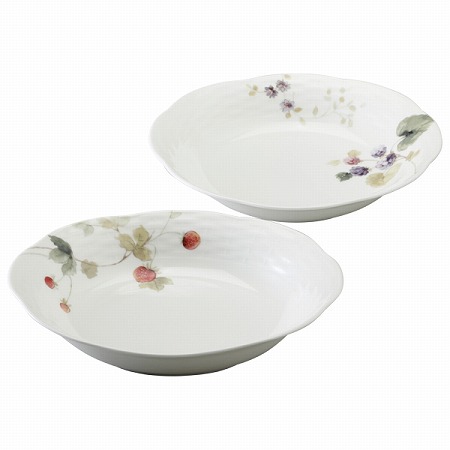 【Bridal Gift】ルーシーガーデン オーバルプレートセット(アソート) 23cm 2人用 電子レンジ温め 食洗機対応 (96011-23065P)