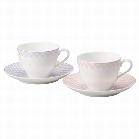 ★【50％OFF】ペタル ティーコーヒー兼用カップ＆ソーサー(アソート) 210cc 2人用 電子レンジ温め 食洗機対応 (97026-23269)