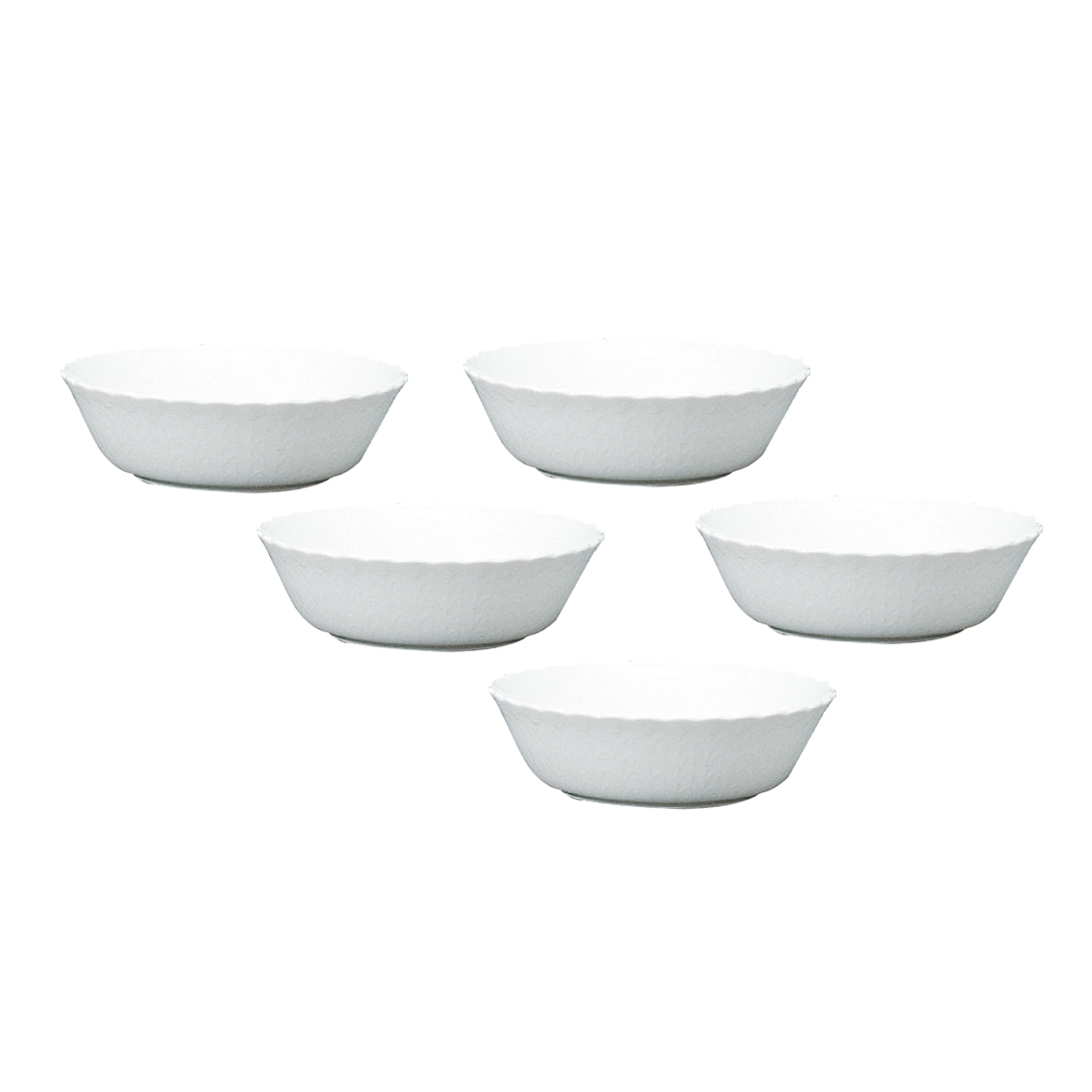 【30%OFF相当】 【創業80周年】 シルキーホワイト シリアルボウル 16cm 5点セット 電子レンジ温め 食洗機対応 (9968-23436)