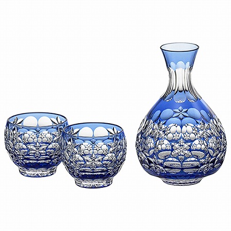 江戸切子 玉舞 酒器揃(伝統工芸士 篠崎英明) 2人用 (BPS209-2708CCB)
