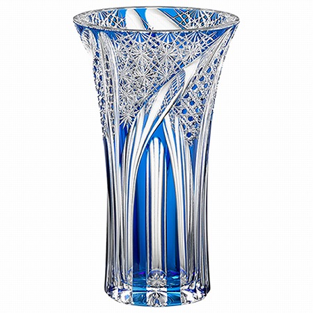 江戸切子 刀光 花瓶(伝統工芸士 鍋谷淳一) 21cm (F452-2911CCB)