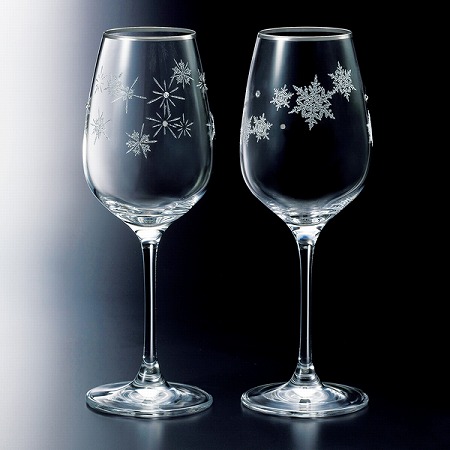 【Xmas】【Bridal Gift】グラスワークス スノー&スター ワイングラス 340cc 2人用 (GW4065-63393A)