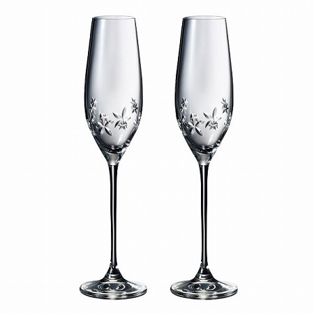 【Xmas】【Bridal Gift】グラスワークス スターフラワー シャンパングラス 210cc 2人用 (GW4156-63392A)