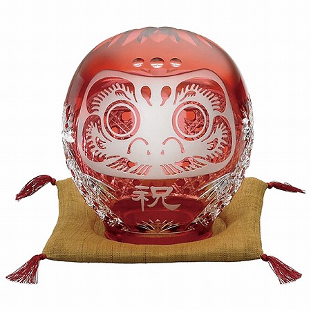 江戸切子 祝だるま(大) 16cm (Q337-2303CAU)