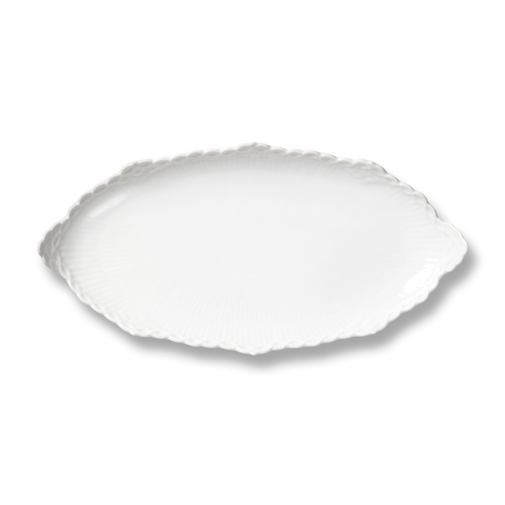 【12月末まで限定価格】ホワイトフルーテッド ハーフレース ピックルディッシュ 24.5cm 電子レンジ 食洗機対応 (RC05-1017282)