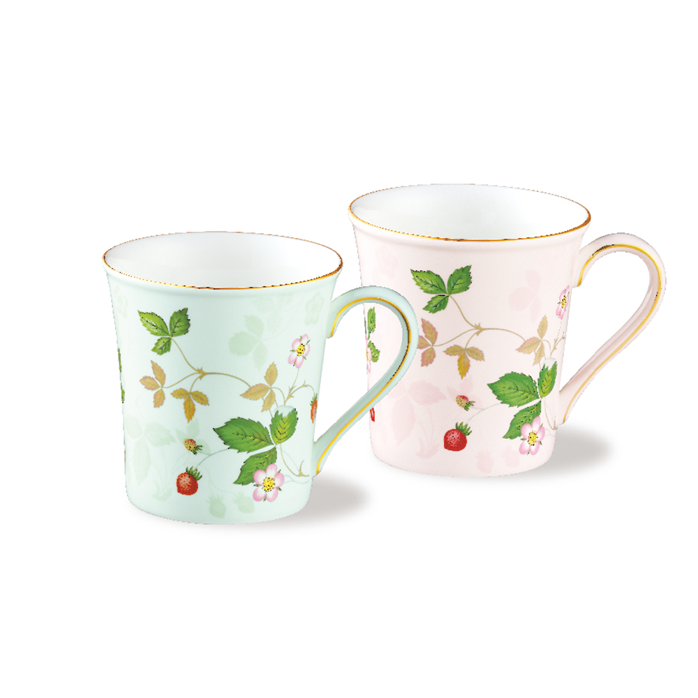【特別企画品】【9月末まで限定】ワイルドストロベリー パステル マグ ペア 300cc ピンク＆グリーン (K) (WW03-1053405)