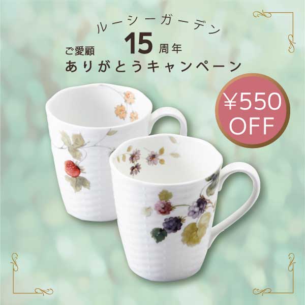 【15周年特別価格】ルーシーガーデン マグカップセット(アソート) 370cc 2人用 電子レンジ温め 食洗機対応 (96011-21903P)